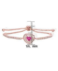 Macy's Simulated Pink Sapphire and Pink Cubic Zirconia Heart Adjustable Bracelet