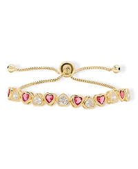 Macy's Simulated Ruby and Cubic Zirconia Bezel Heart Adjustable Bracelet