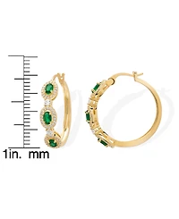 Macy's Simulated Emerald and Cubic Zirconia Oval Hoop Earrings