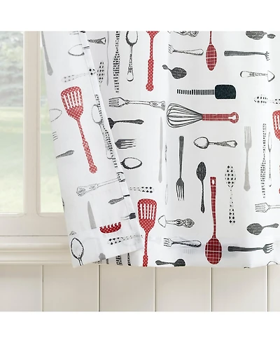 No. 918 Whisked Away Cotton Blend Semi-Sheer Rod Pocket Kitchen Curtain Tier Pair