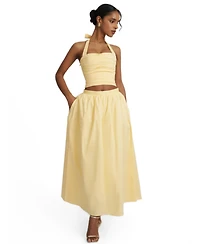 Miss Circle Women's Wina Cotton Poplin Low-Waisted Maxi Skirt