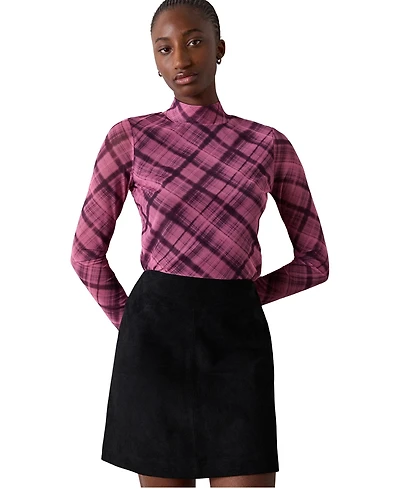 Whistles Women's Check Print Mesh Top