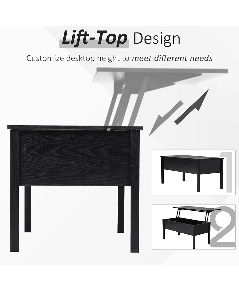 Homcom Wood Living Room End Table Furniture With Lift Top Storage Space, Black
