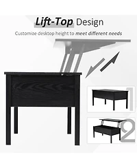 Homcom Wood Living Room End Table Furniture With Lift Top Storage Space, Black