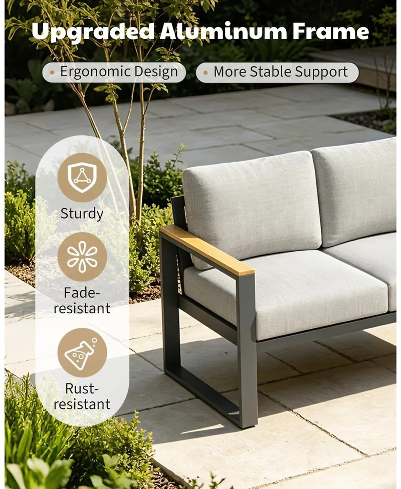 gaomon All-Weather Indoor/ Outdoor Loveseat Sofa Set for Balcony, Garden, Deck