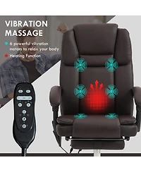 Vinsetto Massage Office Chair with Footrest, Pu Leather Desk Chair,