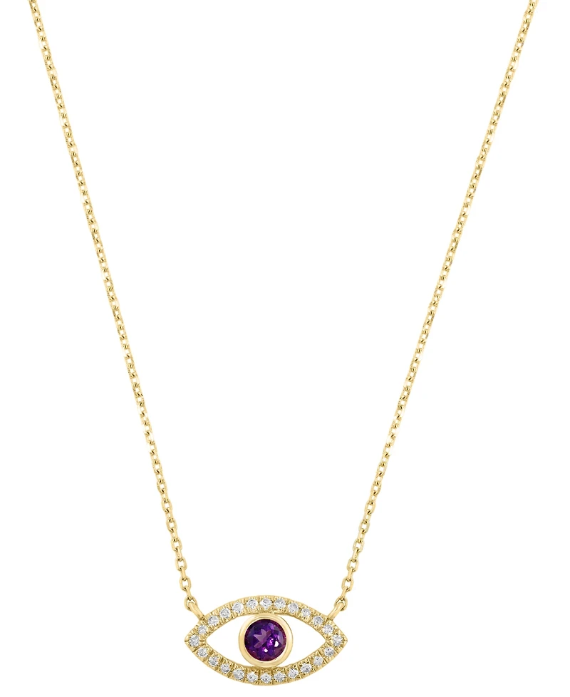 Effy Collection Blue Topaz (1/6 ct. t.w.) & Diamond (1/10 Pendant Necklace 14k Yellow Gold (Also Multi-Gemstone)