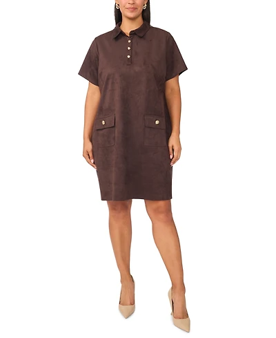 Msk Plus Scuba Crepe Collared Shift Dress