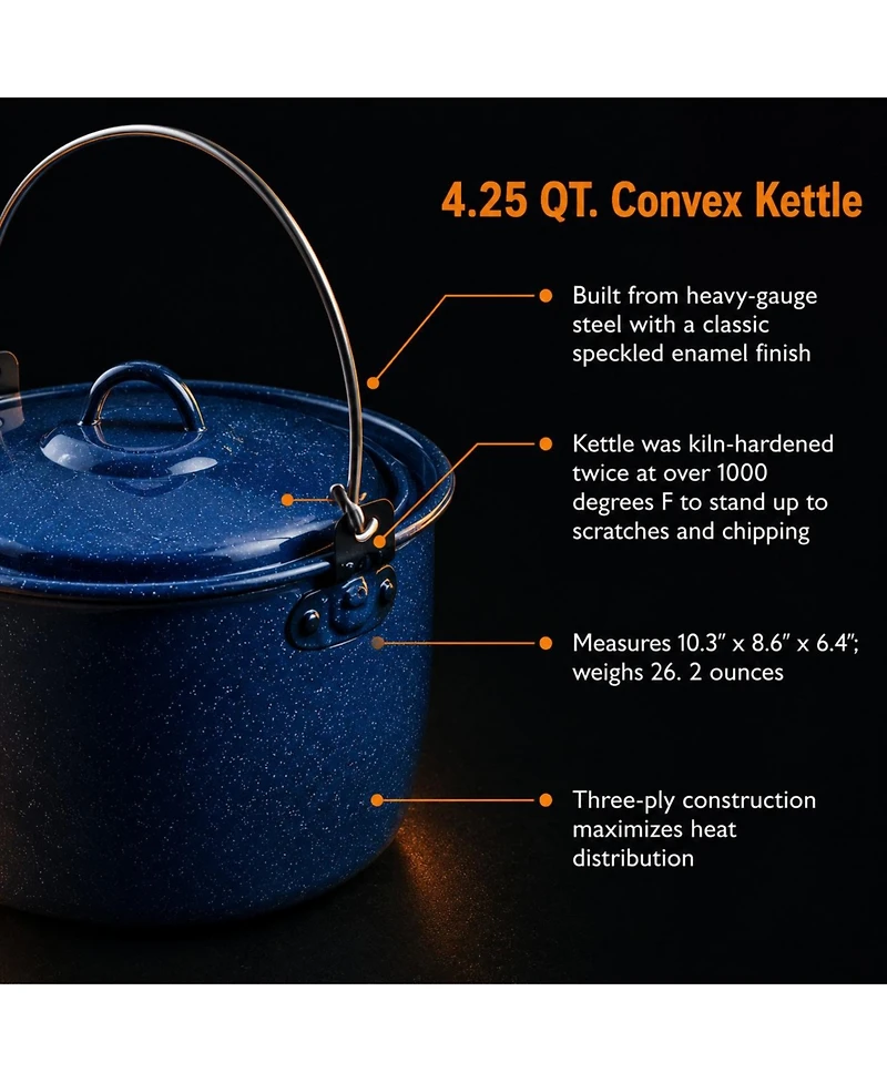 Piscifun 4.25 Qt Enamel Convex Kettle Camping Farmhouse Cookware For Soup Stew Water