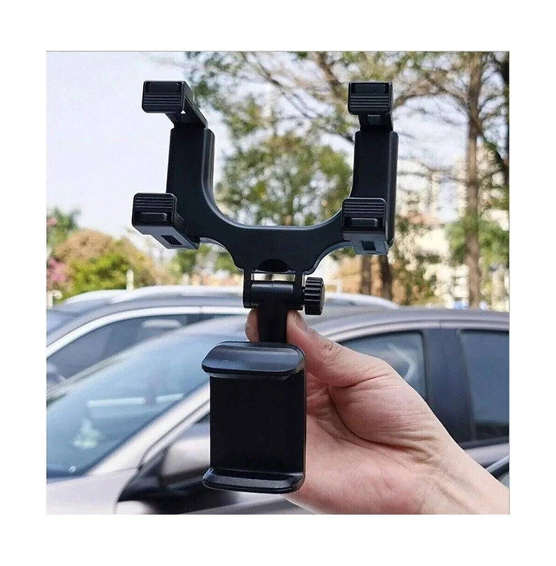 Gonez Universal 360 Rotatable Car Rear View Mirror Phone Holder, Adjustable Abs Gps Cell Phone Mount