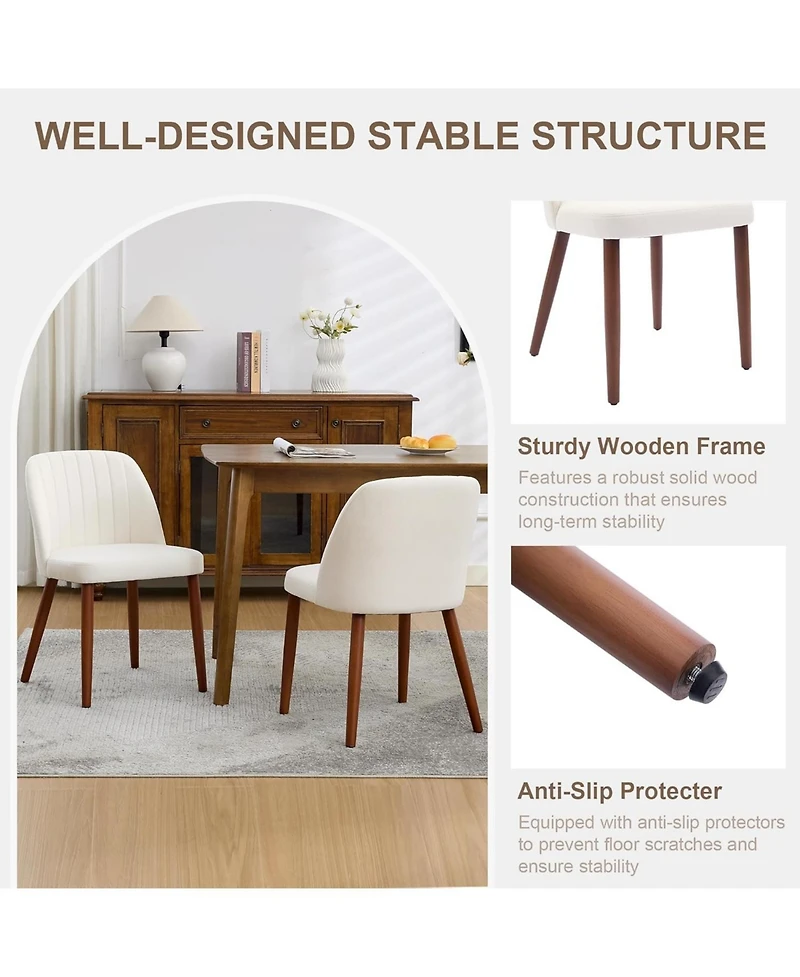 homfan Modern Wooden Dining Chairs Upholstered Linen Seat, Padded Cushion, Sturdy Wood Legs, Perfect for Room and Restaurant, Kitchen