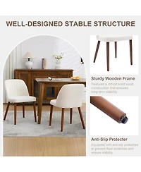 homfan Modern Wooden Dining Chairs Upholstered Linen Seat, Padded Cushion, Sturdy Wood Legs, Perfect for Room and Restaurant, Kitchen