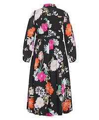 City Chic Plus Mary Botanique Long-Sleeve Maxi Floral Dress