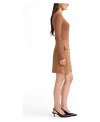 Ellen Tracy Women's Long-Sleeve Mock-Neckline Ribbed-Knit Dress