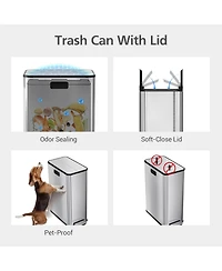 gaomon 2 x 28L Dual Compartment Trash and Recycling Bin, Kitchen Garbage Can for Home, Office, Living Room