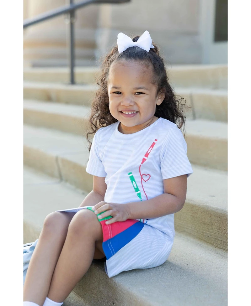 Florence Eiseman Girl's (2T - 8) Stripe Knit Dress With Applique Crayons