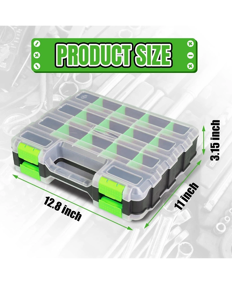 Piscifun Double Sided 34 Compartment Tool Organizer With Transparent Lid Removable Dividers For Hardware Crafts Fishing Accessories