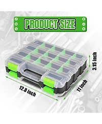 Piscifun Double Sided 34 Compartment Tool Organizer With Transparent Lid Removable Dividers For Hardware Crafts Fishing Accessories