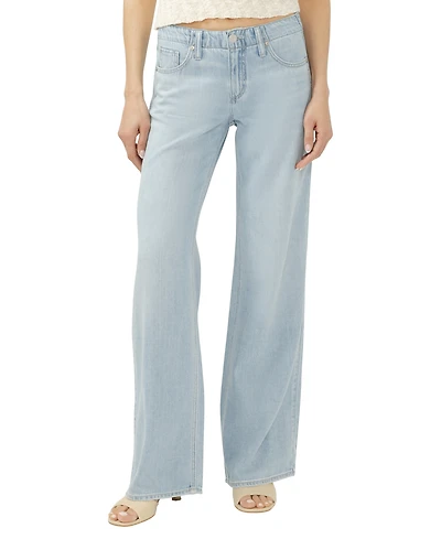 Silver Jeans Co. Women's Suki Mid Rise Curvy Fit Wide-Leg
