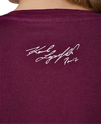 Karl Lagerfeld Paris Plus Sparkle Klp Logo Short-Sleeve Cotton-Blend T-Shirt