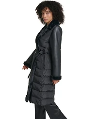 Karl Lagerfeld Paris Long Belted Puffer Coat