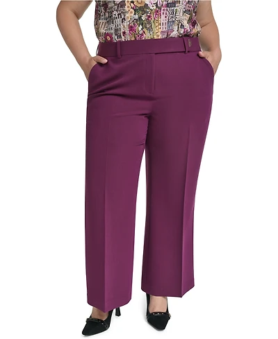 Karl Lagerfeld Paris Plus Size Woven Wide-Leg Pants, Created for Macy's
