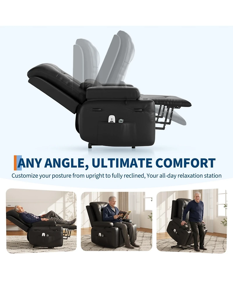 gaomon Heat and Massage Pu Leather Electric Lift Power Lift Recliner Sofa Chair for Seniors