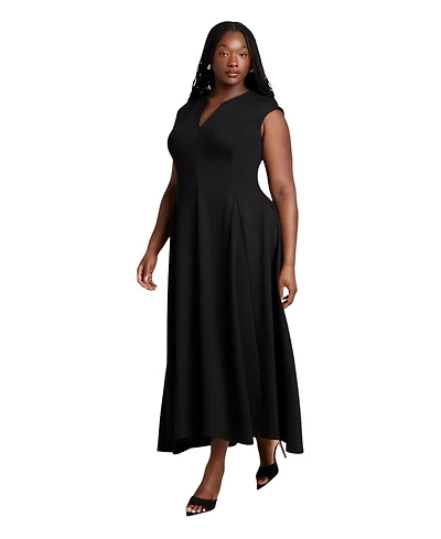 Eloquii Women's Notch Seam Detail Ponte Dress