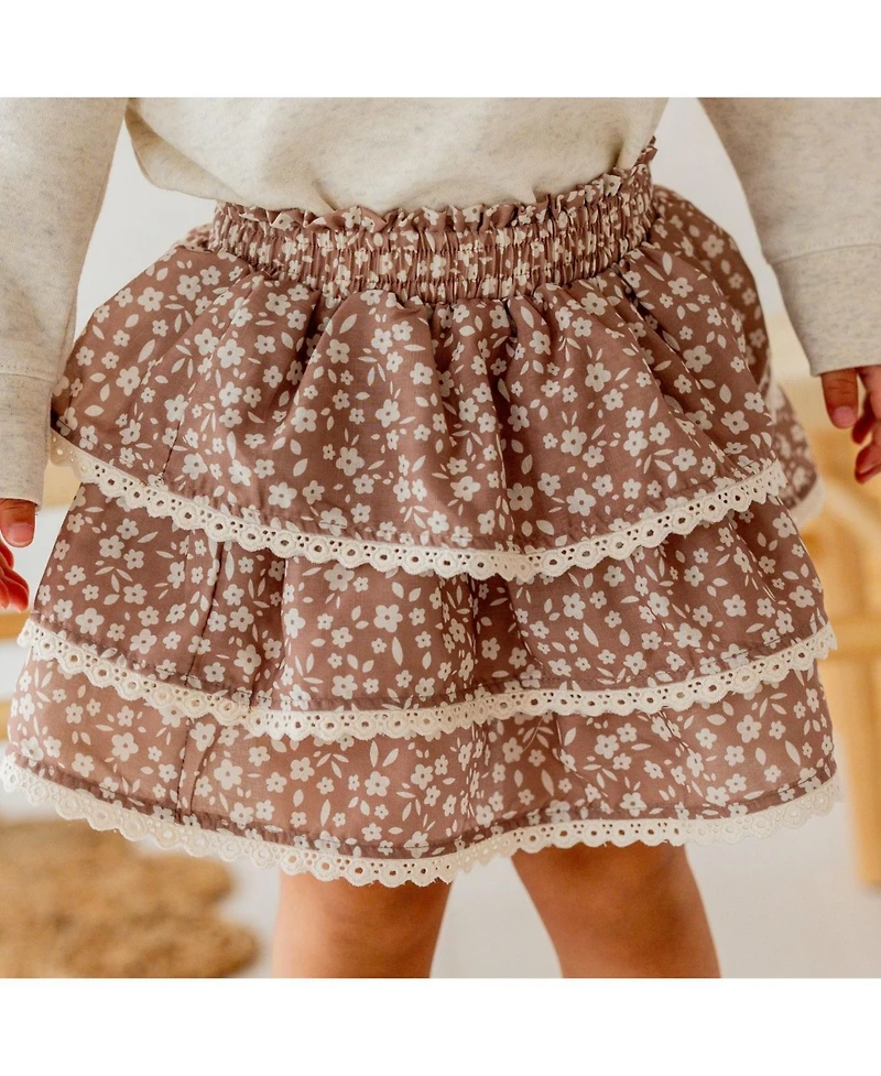 Sweet Wink Big Girls Mocha Floral Skort