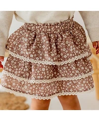 Sweet Wink Big Girls Mocha Floral Skort