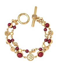 Guess Gold-Tone Imitation Pearl & Crystal Toggle Bracelet