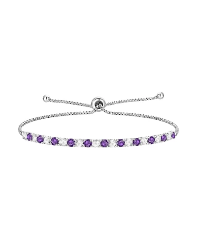 Macy's Amethyst (7/8 ct. t.w.) & White Topaz (1-1/6 Bolo Bracelet Sterling Silver