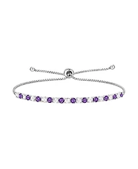 Macy's Amethyst (7/8 ct. t.w.) & White Topaz (1-1/6 Bolo Bracelet Sterling Silver