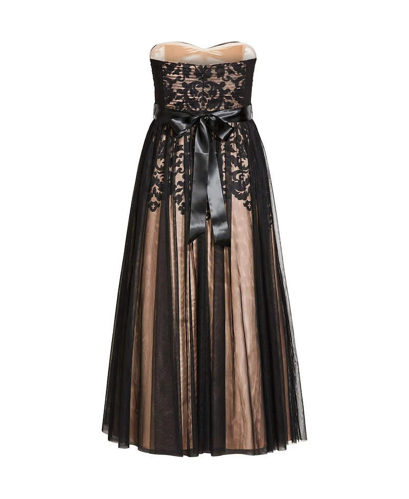 City Chic Plus Embroidered Tulle Maxi Dress
