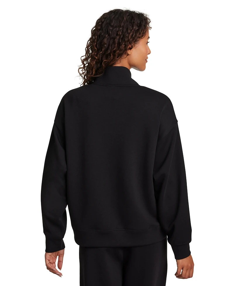 Reebok Women's Double Knit Cropped Half Zip Long-Sleeve Sweatshirt