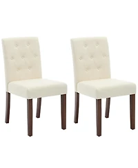 homfan Set of 2 Modern Upholstered Dining Chairs, High Back Parsons Design, Fabric Padded Seat, Wooden Legs, for Kitchen, Dining Room, Living Room