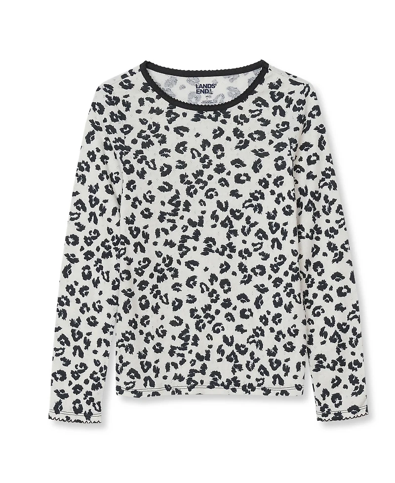 Lands' End Girls Long Sleeve Pointelle Knit Shirt