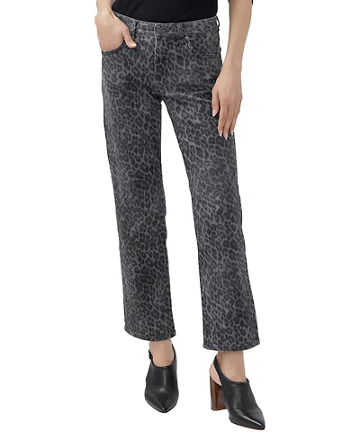 Silver Jeans Co. Women's Chelsea Straight Low-Rise Leopard-Print