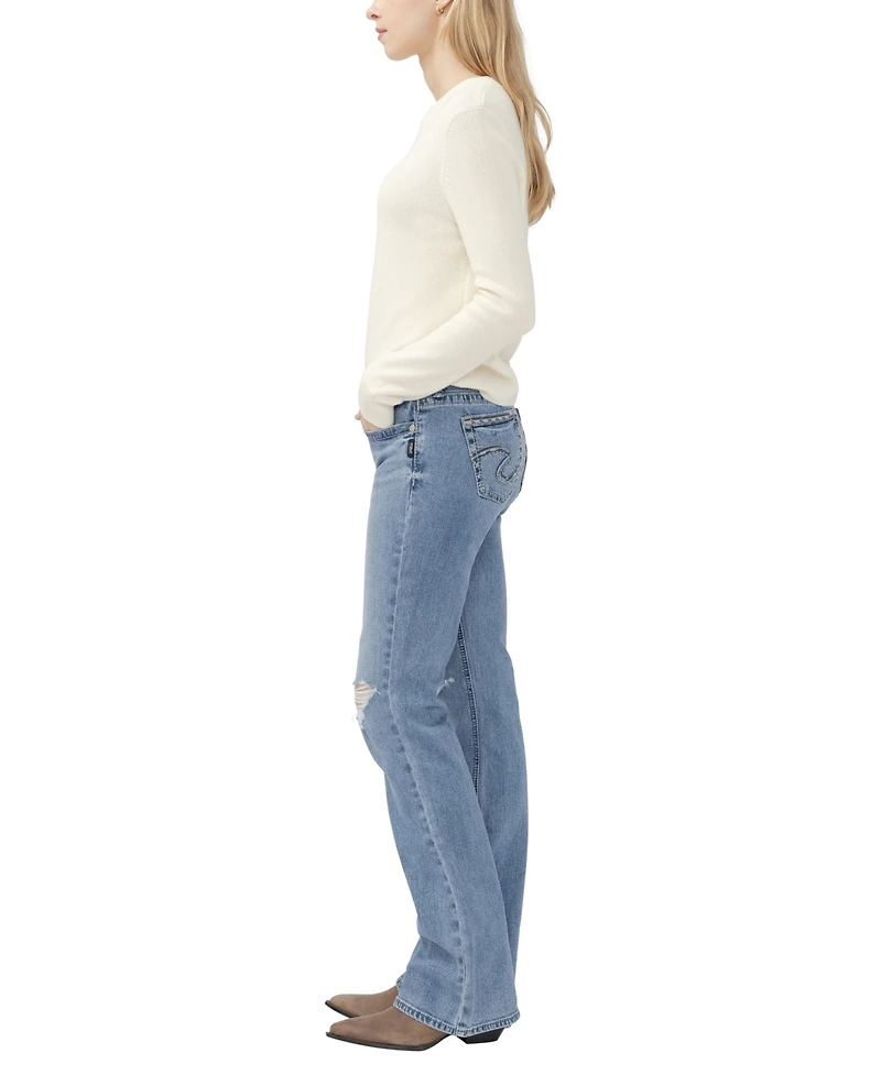 Silver Jeans Co. Women's Suki Low-Rise Distressed-Knees Bootcut