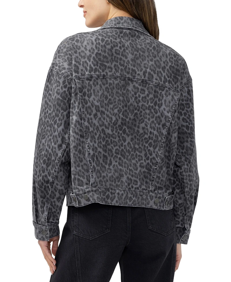 Silver Jeans Co. Women's Short Leopard-Print Denim Jacket