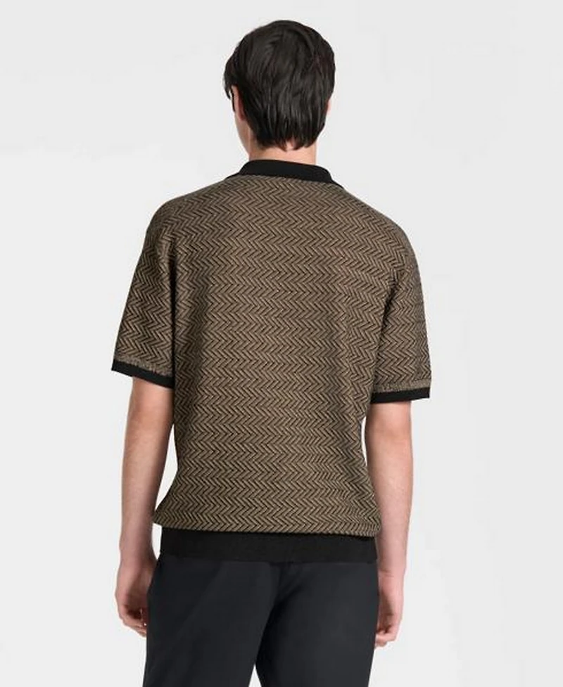 Ted by Baker Men's Eccleston V-Neck Herringbone Classic-Fit Polo Shirt