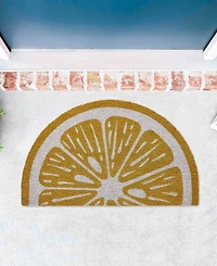 Vcny Home Lemon Half Circle Outdoor Coir Doormat, 18" x 30"
