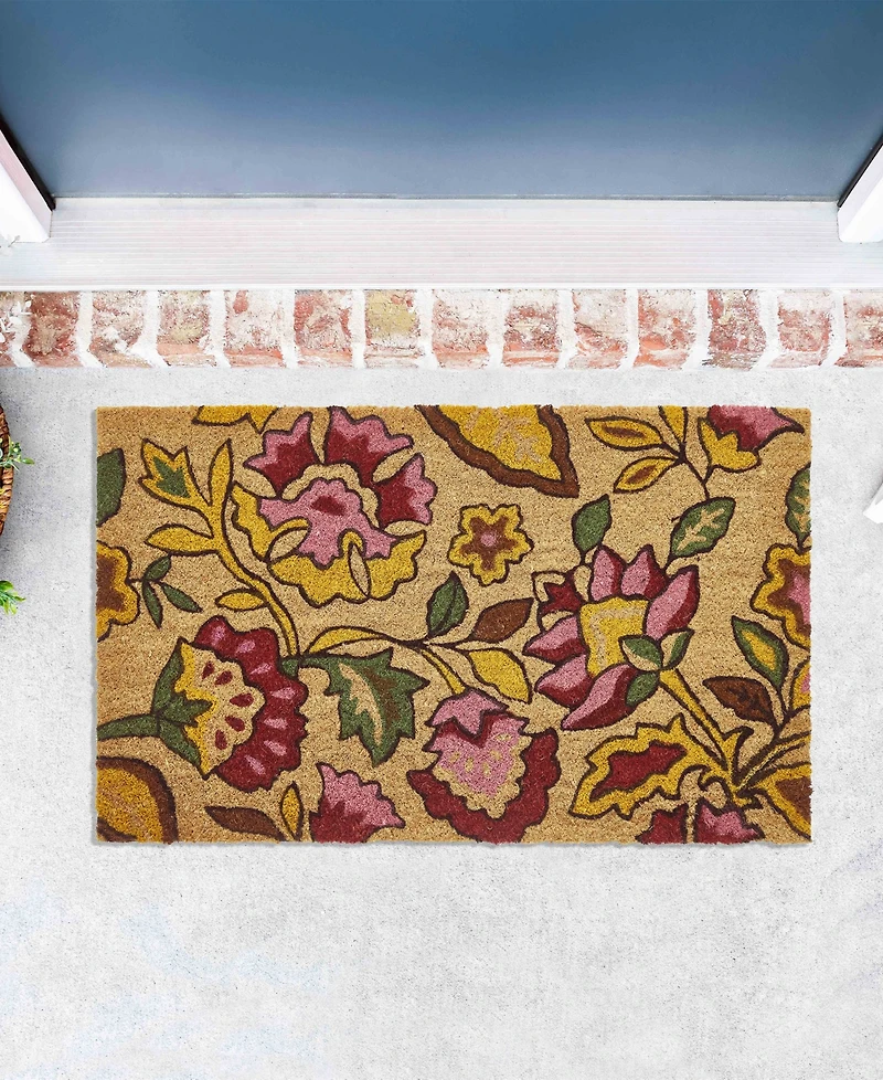 Vcny Home Spring Bliss Floral Outdoor Coir Doormat, 18" x 30"