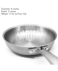 Megacasa 8-Inch Triple-Ply Stainless Steel Fry Pan with Lid