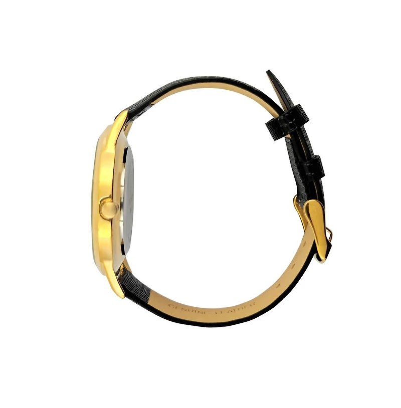 Peugeot Men's 40mm Wafer Slim Round Gold-Plated Case Watch-Champagne