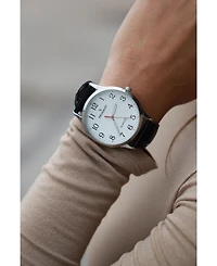 Peugeot Women's 40mm Large Face Watch with Bold Arabic Numerals and Leather Band