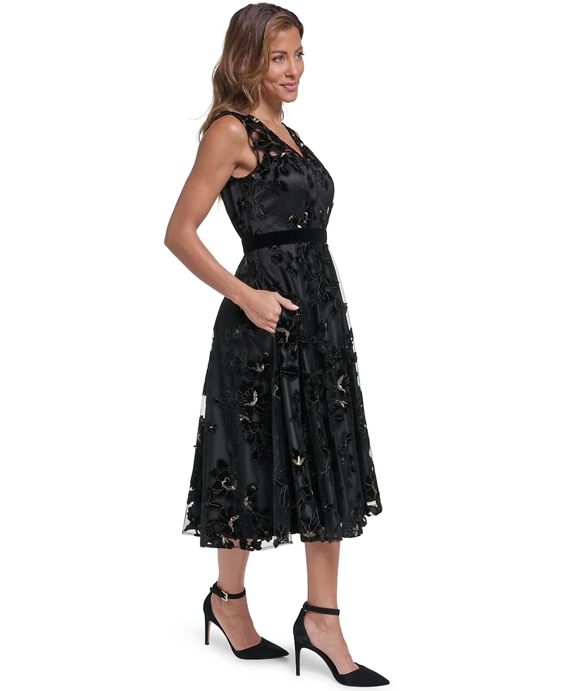 Eliza J Women's Sleeveless V-Neck Floral-Print Dress
