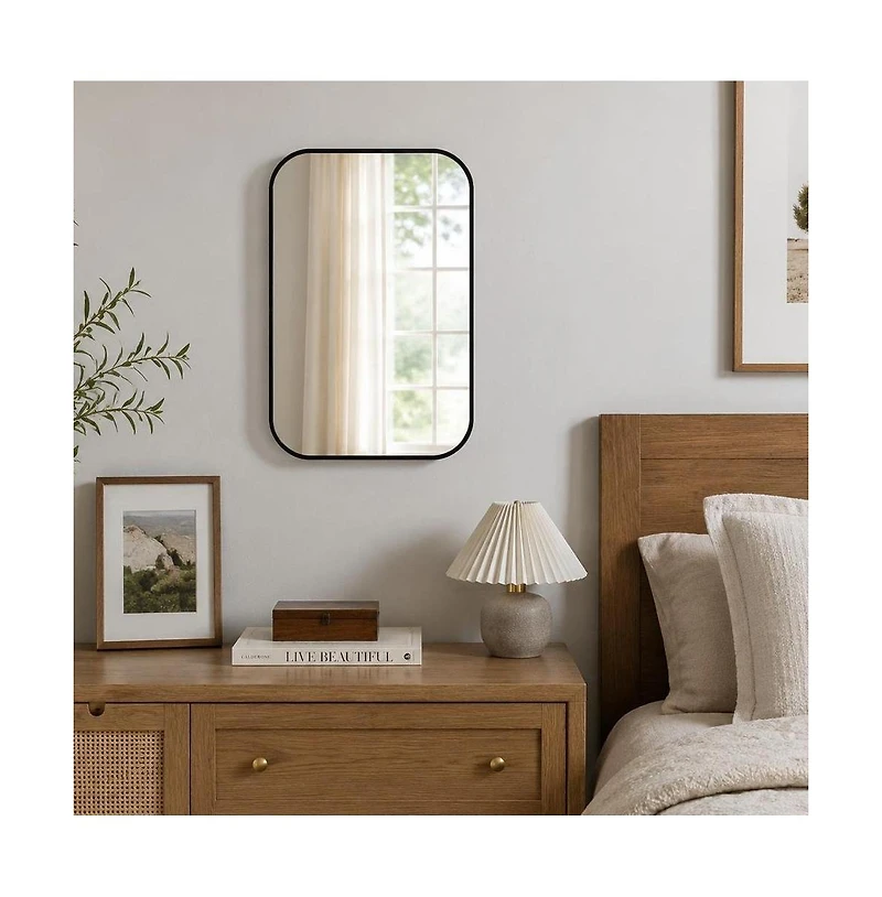Phying 24 x 36 Inch Metal Framed Bathroom Mirror Rectangular Wall Mounted Vanity Mirror Modern Minimalist Sleek Framed Mirror for Bathroom Living Room