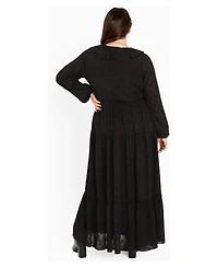 Avenue Plus Desi Floral Long-Sleeve Ruffle Dress