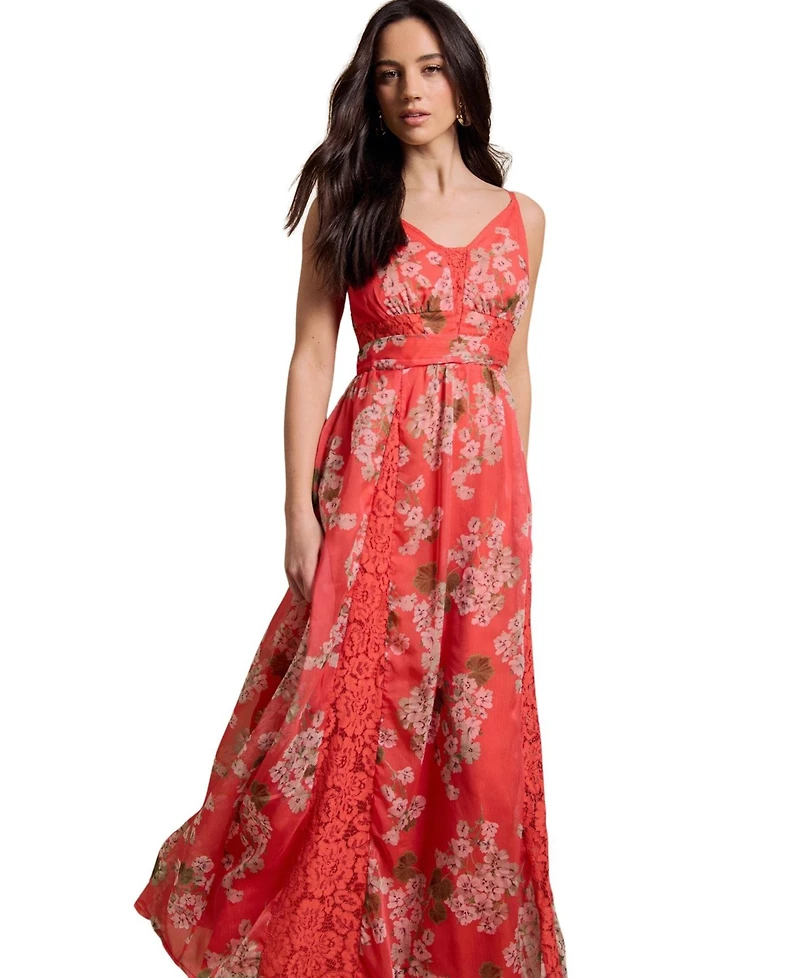 Oasis Women's Lace Panelled Waist Pleated Maxi Dress
